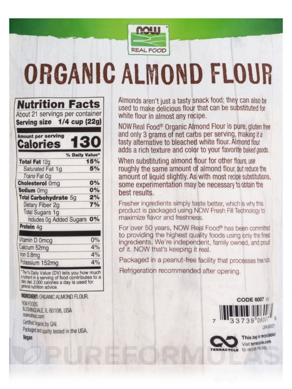 NOW Real Food® - Organic Almond Flour - 16 oz (454 Grams) - Alternate View 2