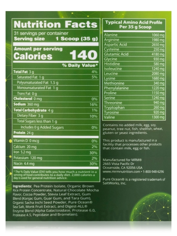 Veggie Elite® Performance Protein, Chocolate Mocha - 39.2 oz (1110 Grams) - Alternate View 4