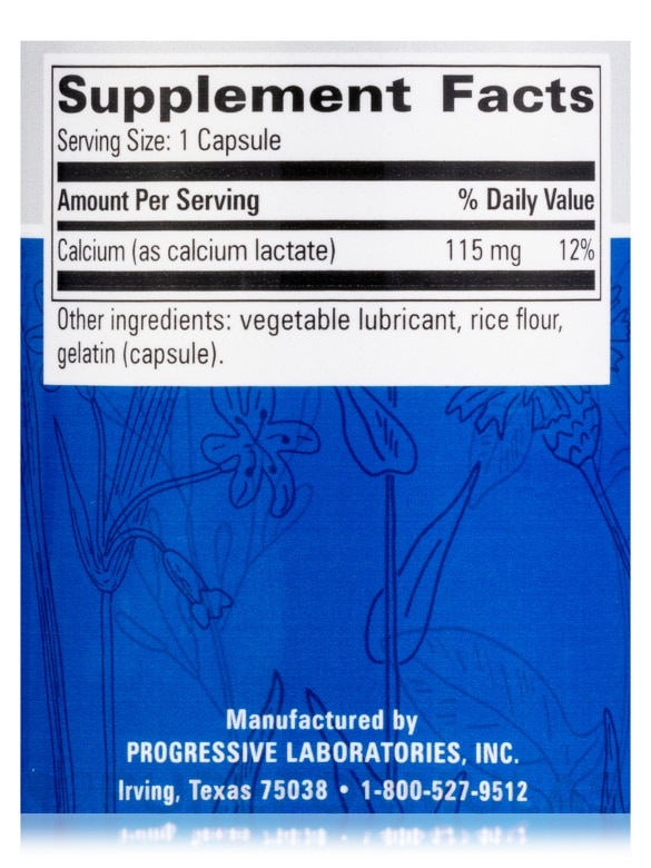 Calcium Lactate 115 mg - 100 Capsules - Alternate View 3