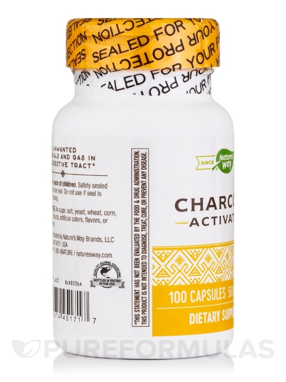 Activated Charcoal - 100 Capsules (Yellow Label) - Alternate View 3