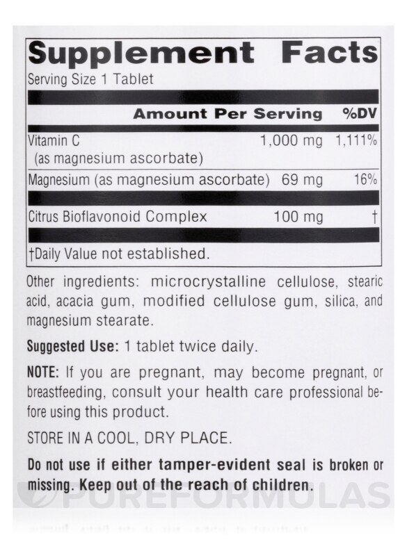 Magnesium Ascorbate 1000 mg - 120 Tablets - Alternate View 4