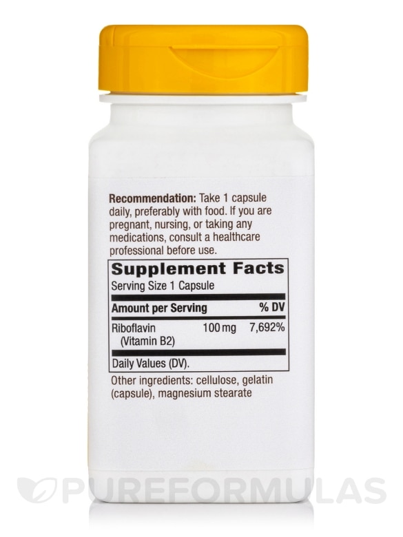 Riboflavin 100 mg (Vitamin B-2) - 100 Capsules - Alternate View 1