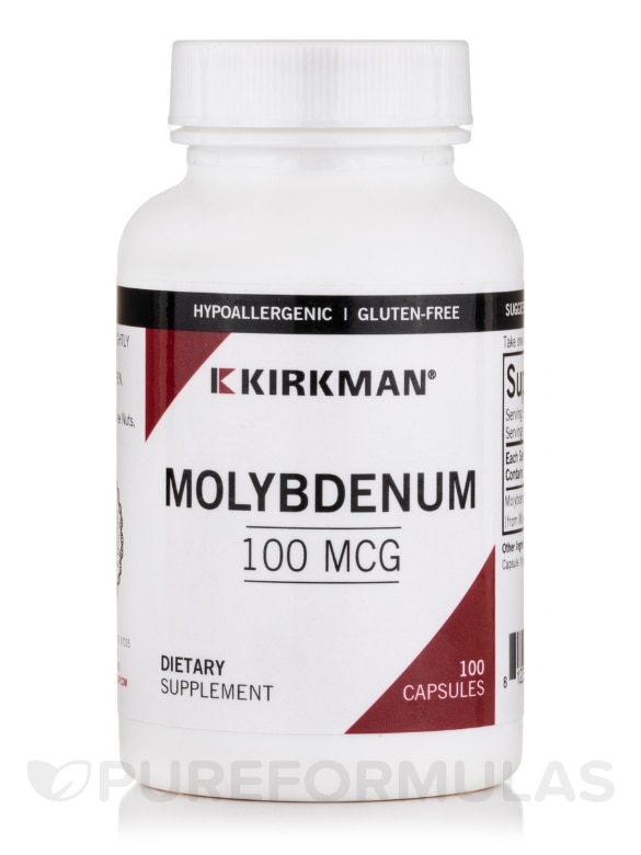 Molybdenum 100 mcg -Hypoallergenic - 100 Capsules