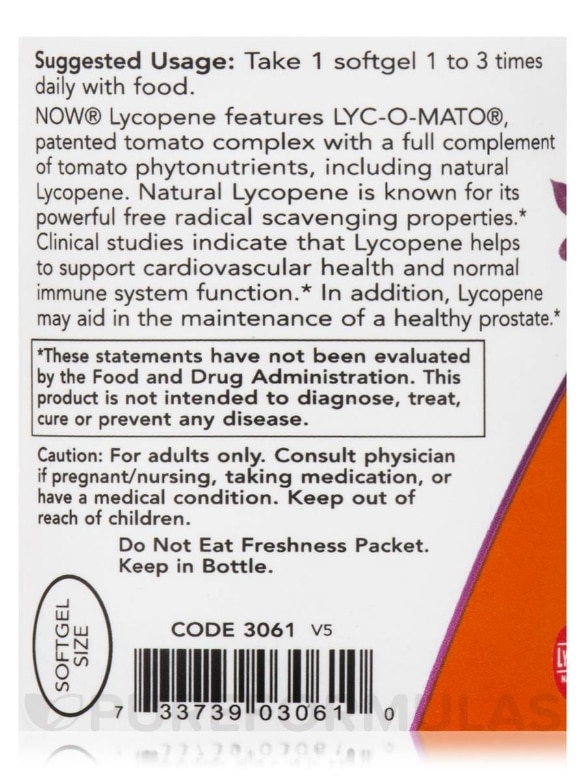 Lycopene 10 mg - 120 Softgels - Alternate View 4