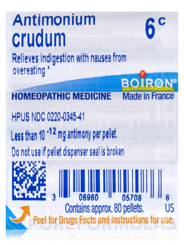 Antimonium Crudum 6c - 1 Tube (approx. 80 pellets) - Alternate View 3