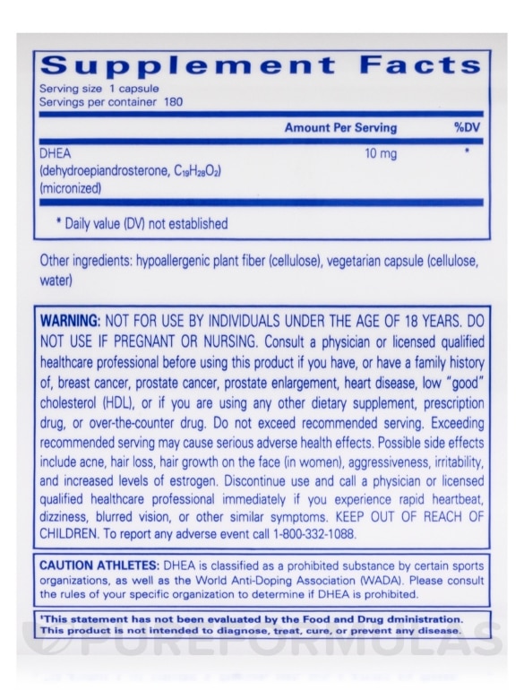 DHEA 10 mg - 180 Capsules - Alternate View 4