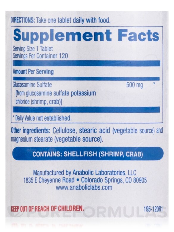Glucosamine Sulfate 500 mg - 120 Tablets - Alternate View 4
