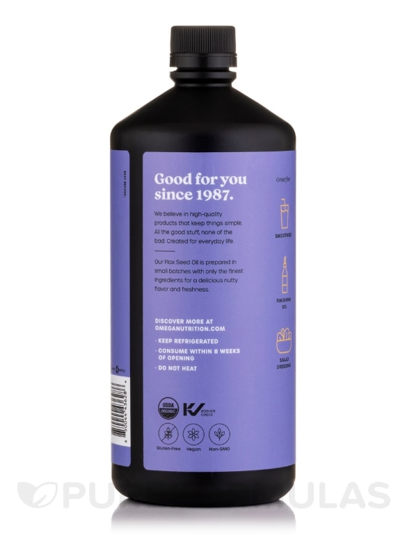 Flax Seed Oil (Organic) - 32 fl. oz (946 ml) - Alternate View 3