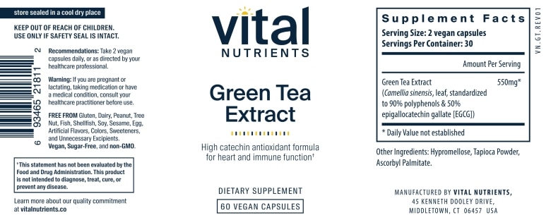 Green Tea Extract 80% 275 mg - 60 Vegetarian Capsules - Alternate View 4