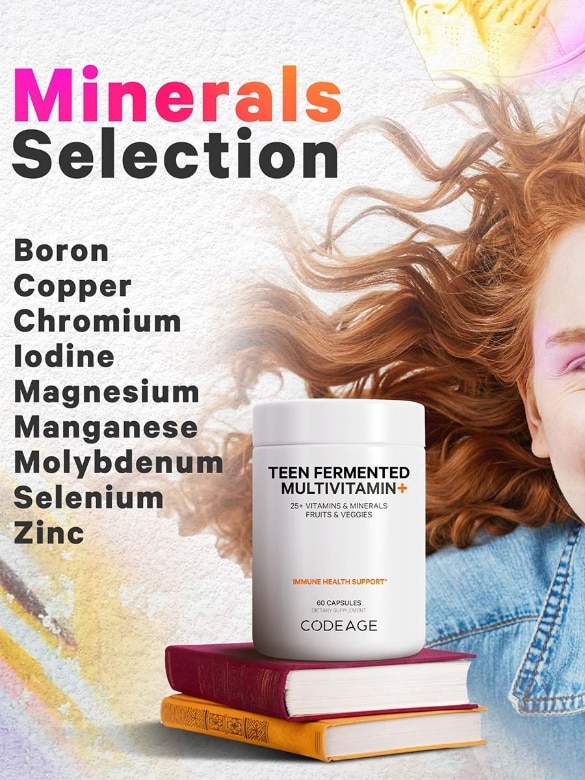 Codeage Daily Teen Multivitamins + Probiotics for Teenage Boys & Girls Vegan - 60 Capsules - Alternate View 4