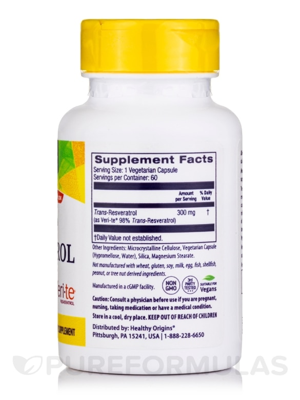 Resveratrol 300 mg (Trans-Resveratrol) - 60 Vcaps® - Alternate View 1