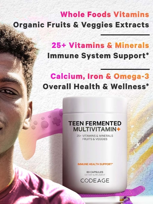 Codeage Daily Teen Multivitamins + Probiotics for Teenage Boys & Girls Vegan - 60 Capsules - Alternate View 5