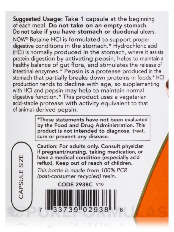 Betaine HCL 648 mg - 120 Veg Capsules - Alternate View 4
