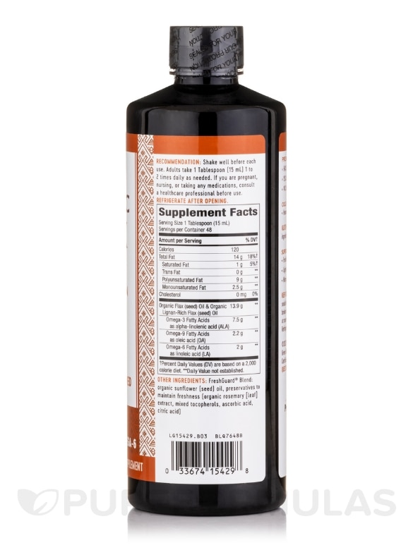 Flax Oil Super Lignan Liquid - 24 fl. oz (710 ml) - Alternate View 1