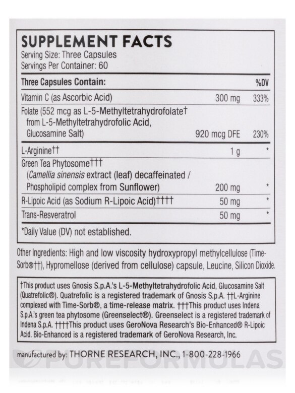 Perfusia Plus® (Arginine plus Cofactors) - 180 Capsules - Alternate View 4