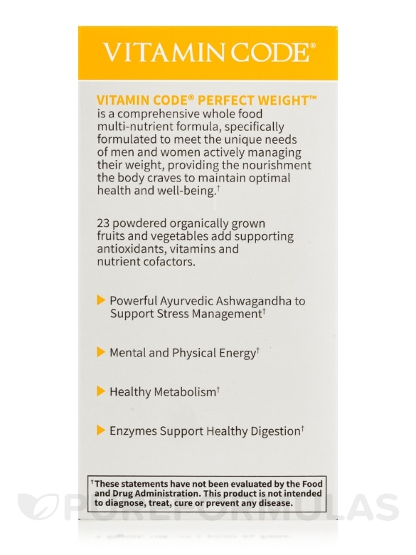 Vitamin Code® - Perfect Weight Multi - 120 Vegetarian Capsules - Alternate View 6
