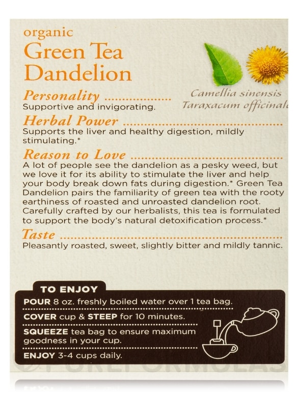 Organic Green Tea Dandelion - 16 Tea Bags - Alternate View 6