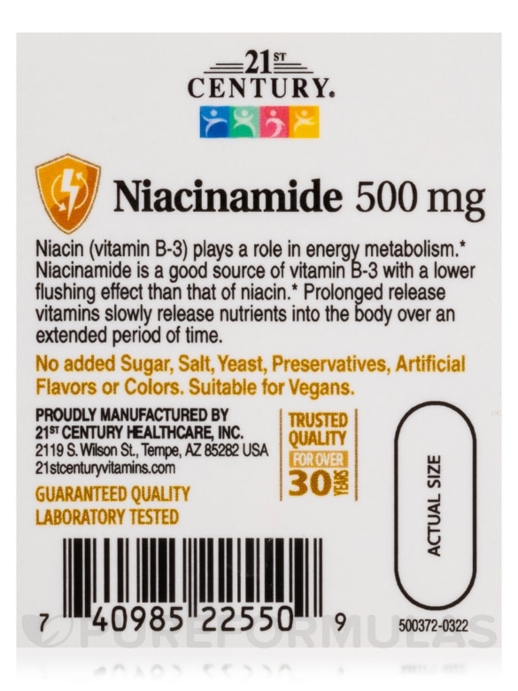 Niacinamide 500 mg Prolonged Release - 110 Tablets - Alternate View 5