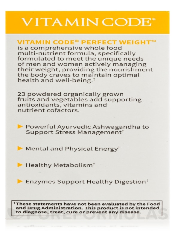 Vitamin Code® - Perfect Weight Multi - 120 Vegetarian Capsules - Alternate View 9