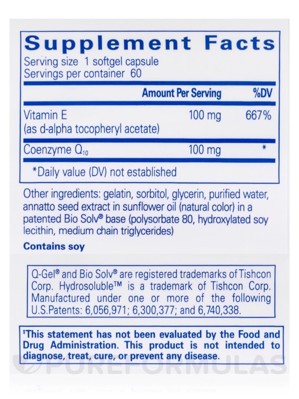 Q-Gel® (Hydrosoluble™ CoQ10) 100 mg - 60 Softgel Capsules - Alternate View 4