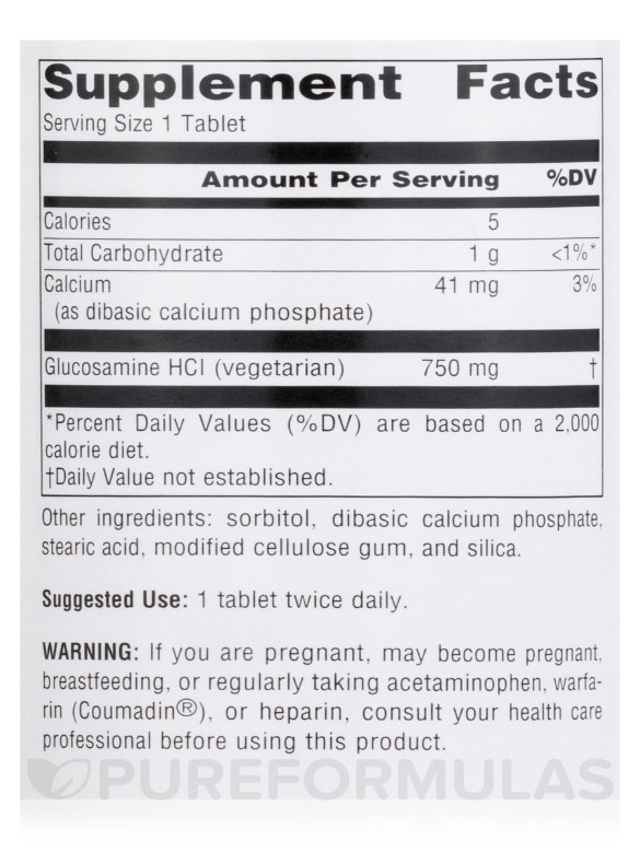 Vegetarian Glucosamine 750 mg - 120 Tablets - Alternate View 4