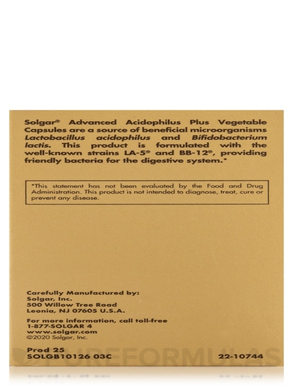 Advanced Acidophilus Plus - 120 Vegetable Capsules - Alternate View 7