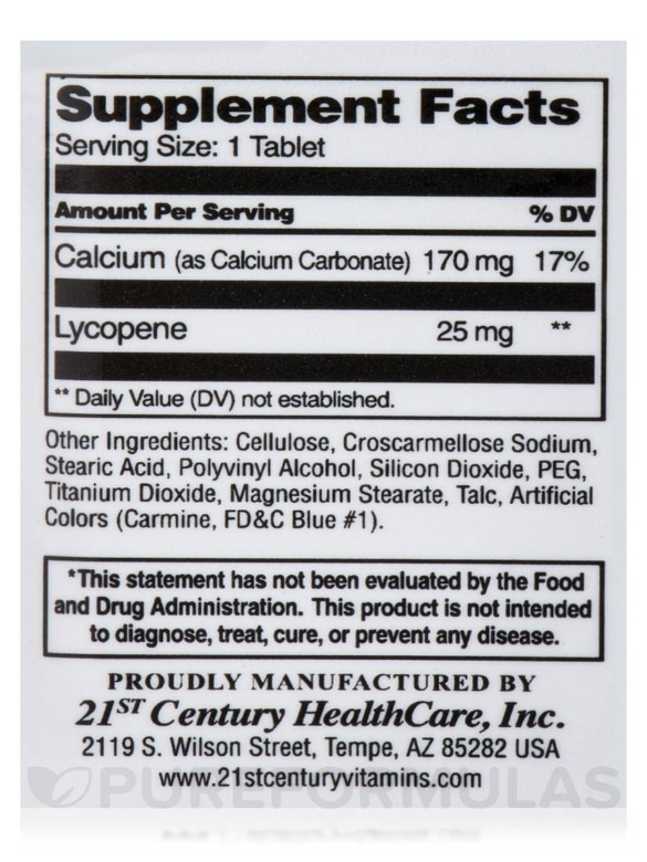 Lycopene 25 mg - 60 Tablets - Alternate View 4