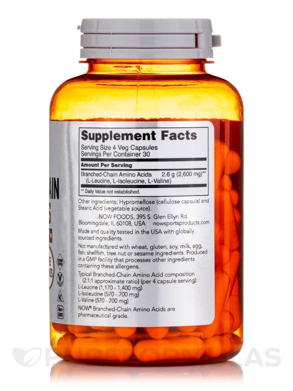 NOW® Sports - Branched Chain Amino Acids - 120 Veg Capsules - Alternate View 1