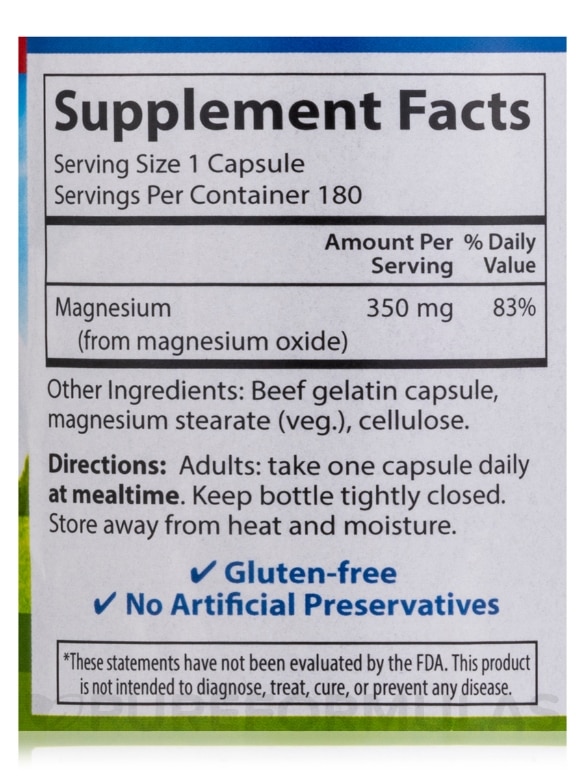Magnesium 350 mg - 180 Capsules - Alternate View 3