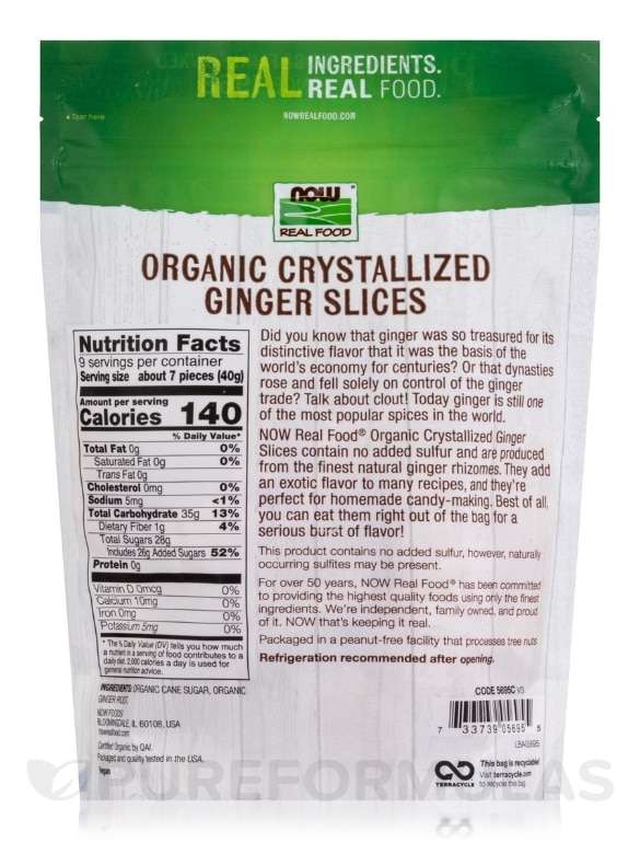NOW Real Food® - Organic Crystallized Ginger Slices - 12 oz (340 Grams) - Alternate View 1