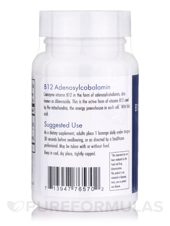 B12 Adenosylcobalamin - 60 Vegetarian Lozenges - Alternate View 2