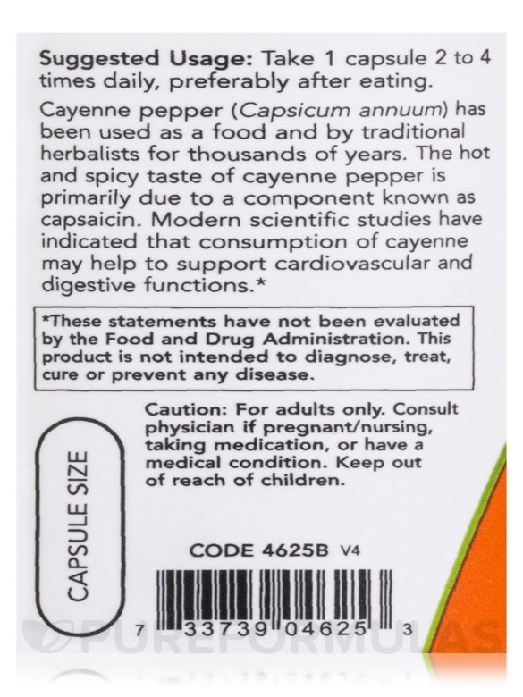 Cayenne 500 mg - 100 Veg Capsules - Alternate View 4
