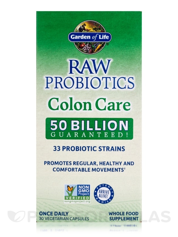 Raw Probiotics Colon Care 50 Billion - 30 Vegetarian Capsules - Alternate View 3