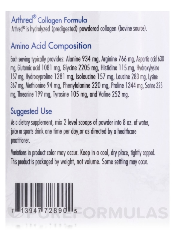 Arthred® Collagen Formula Powder - 8.5 oz (240 Grams) - Alternate View 4