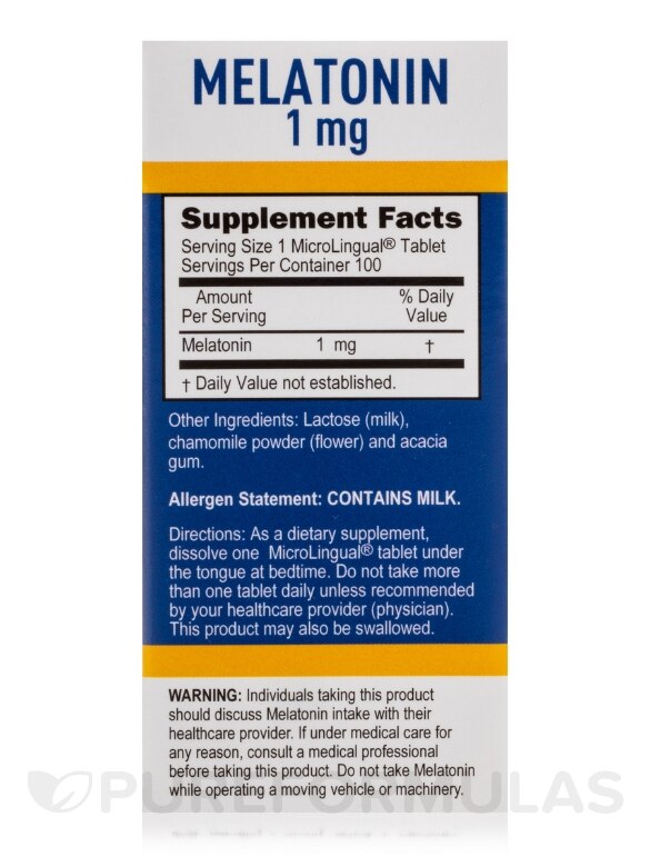 Melatonin 1 mg - 100 MicroLingual® Tablets - Alternate View 4