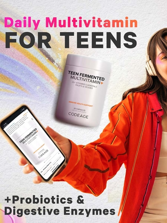 Codeage Daily Teen Multivitamins + Probiotics for Teenage Boys & Girls Vegan - 60 Capsules - Alternate View 6