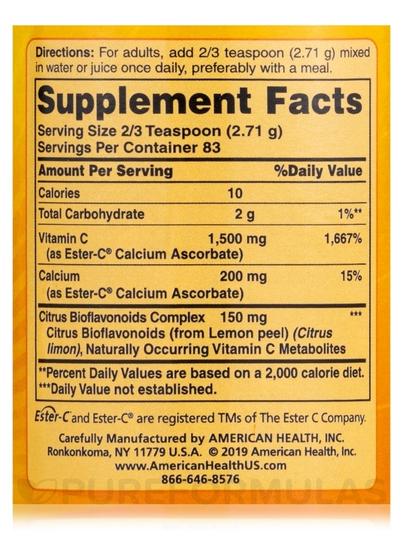 Ester-C® Powder with Citrus Bioflavonoids - 8 oz (226.8 Grams) - Alternate View 3