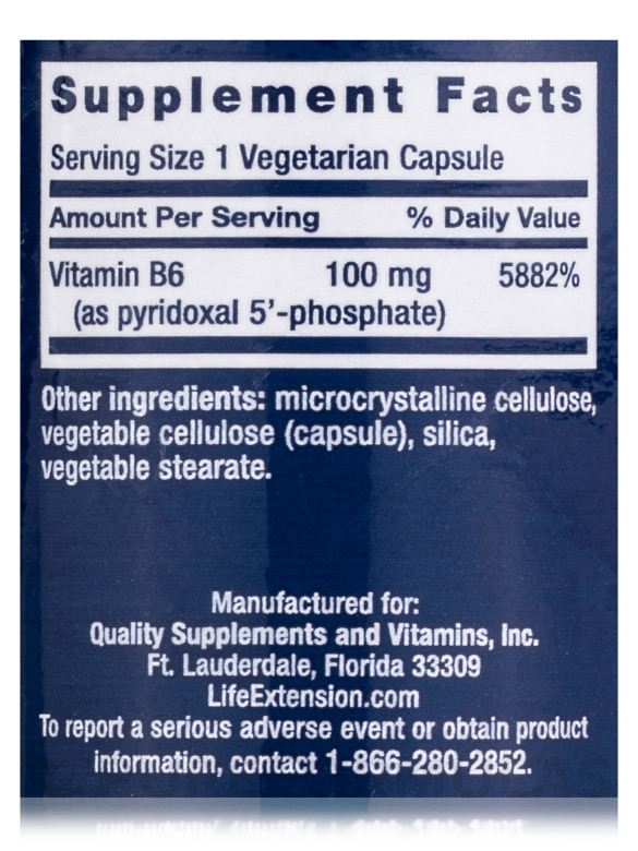 Pyridoxal 5'-Phosphate Caps 100 mg - 60 Vegetarian Capsules - Alternate View 3