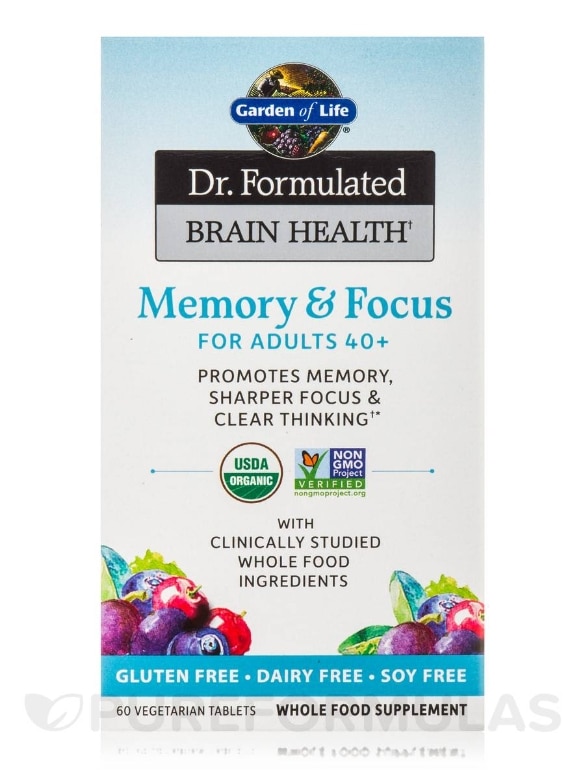 Dr. Formulated Brain Health Memory & Focus for Adults 40+ - 60 Vegetarian Tablets - Alternate View 2