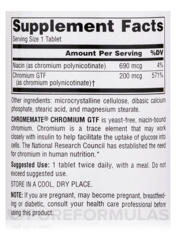 Chromium GTF 200 mcg Yeast-Free - 240 Tablets - Alternate View 3