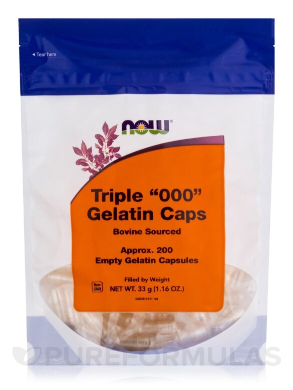 Triple '000' Gelatin Caps - 200 Empty Capsules