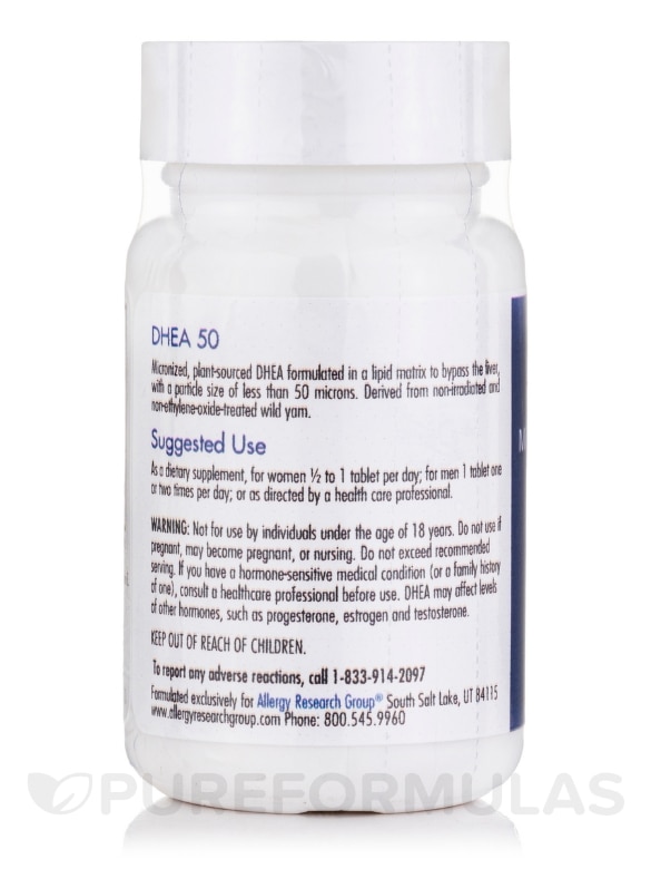 DHEA 50 mg Micronized Lipid Matrix - 60 Scored Tablets - Alternate View 2