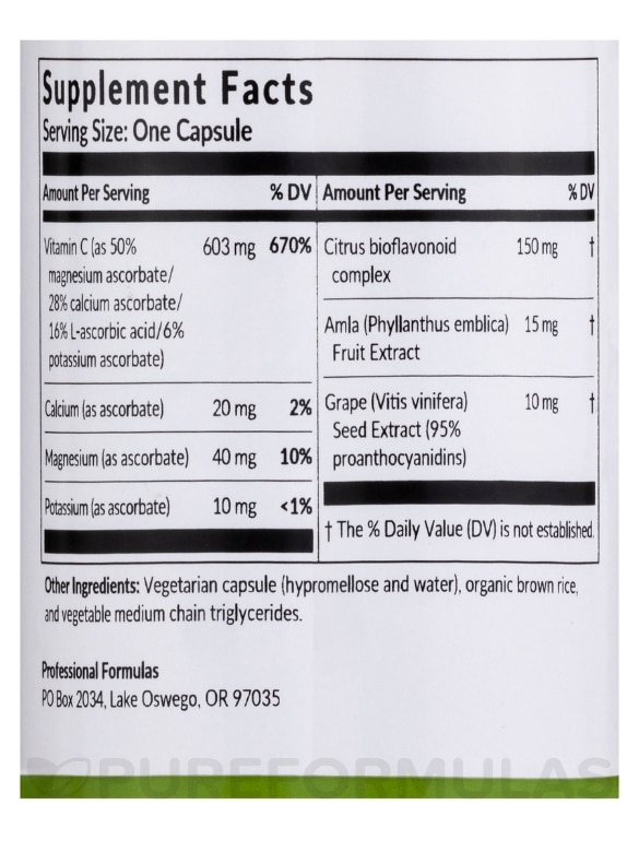 Buffered Vitamin C Ascorbate - 90 Capsules - Alternate View 5