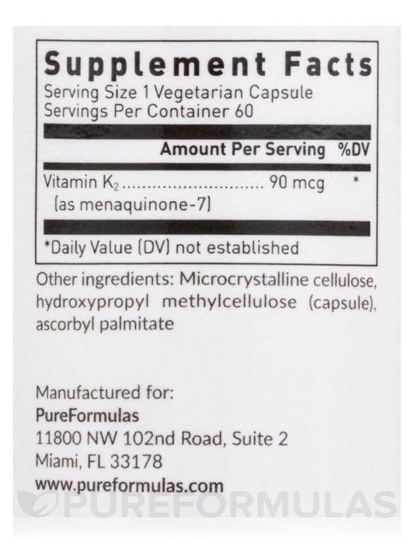 Vitamin K2 (Menaquinone-7) - 60 Vegetarian Capsules - Alternate View 4
