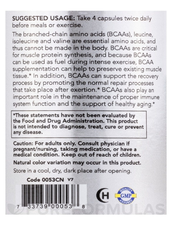 NOW® Sports - Branched Chain Amino Acids - 120 Veg Capsules - Alternate View 4