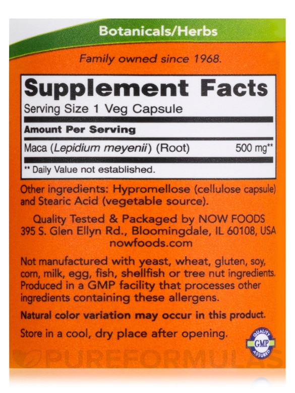 Maca 500 mg - 100 Veg Capsules - Alternate View 3