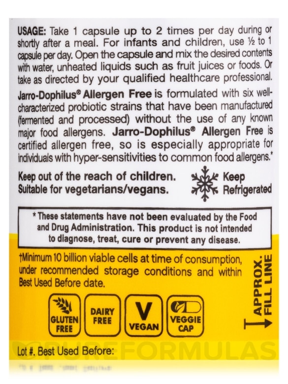 Jarro-Dophilus® Allergen-Free - 60 Veggie Capsules - Alternate View 4