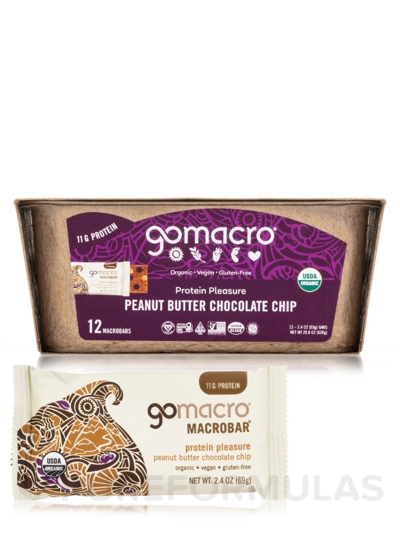 Organic MacroBar Peanut Butter Chocolate Chip - Box of 12 Bars (2.4 oz / 69 Grams each)