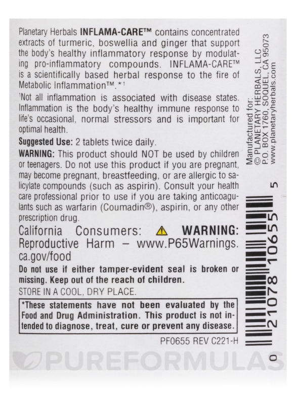 Inflama-Care 1165 mg - 60 Tablets - Alternate View 4