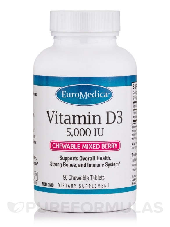 Vitamin D3 5000 IU (Chewable Mixed Berry) - 90 Tablets